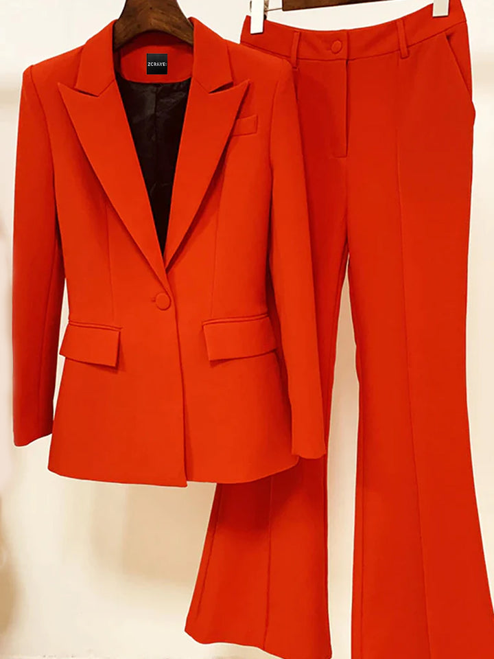 NAOMA Blazer & Flared Pants Set in Red