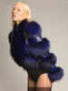 LITALY Fur Trim Leather Jacket in Blue