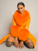 Patent Leather Coat w/ Fox Fur In Orange