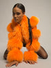 LITALY Fur Trim Leather Jacket in Orange