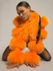 LITALY Fur Trim Leather Jacket in Orange