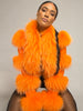 LITALY Fur Trim Leather Jacket in Orange