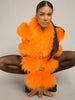 LITALY Fur Trim Leather Jacket in Orange