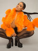 LITALY Fur Trim Leather Jacket in Orange