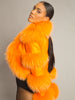 LITALY Fur Trim Leather Jacket in Orange