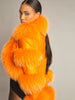 LITALY Fur Trim Leather Jacket in Orange