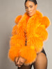 LITALY Fur Trim Leather Jacket in Orange