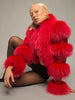 LITALY Fur Trim Leather Jacket in Red