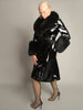 Patent Leather Coat w/ Fox Fur In Black