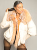 Fur Trim Puffer Jacket in Beige