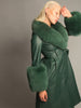 Foxy Leather Coat w/ Fox Fur In Deep Green