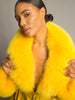 Patent Leather Coat w/ Fox Fur In Yellow