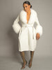 Foxy Leather Coat w/ Fox Fur In White