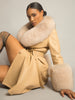 Foxy Leather Coat w/ Fox Fur In Tan