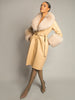 Foxy Leather Coat w/ Fox Fur In Tan