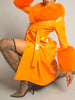 Patent Leather Coat w/ Fox Fur In Orange