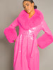 Patent Leather Coat w/ Fox Fur In Fuchsia