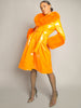 Patent Leather Coat w/ Fox Fur In Orange