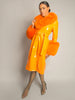 Patent Leather Coat w/ Fox Fur In Orange