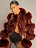 LITALY Fur Trim Leather Jacket in Brown