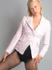 Double Breasted Houndstooth Tweed Blazer