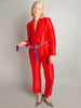 PJ Satin Blazer + Pants Matching Set in Red