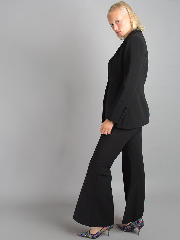 NAOMA Blazer & Flared Pants Set in Black