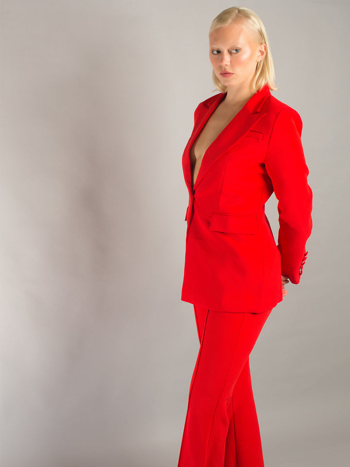 NAOMA Blazer & Flared Pants Set in Red