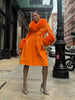 Patent Leather Coat w/ Fox Fur In Orange