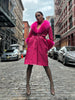 Patent Leather Coat w/ Fox Fur In Fuchsia