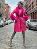 Patent Leather Coat w/ Fox Fur In Fuchsia