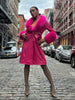 Patent Leather Coat w/ Fox Fur In Fuchsia