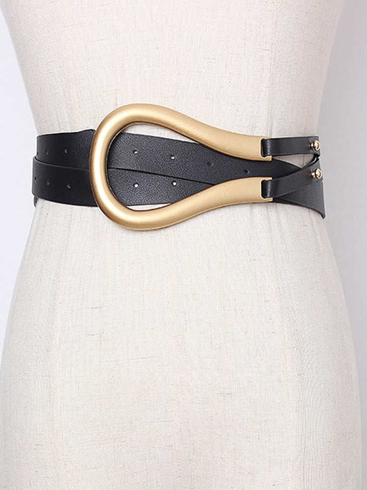 Black Glossy Leather Belt, Soho Buckle (Shiny Silver)