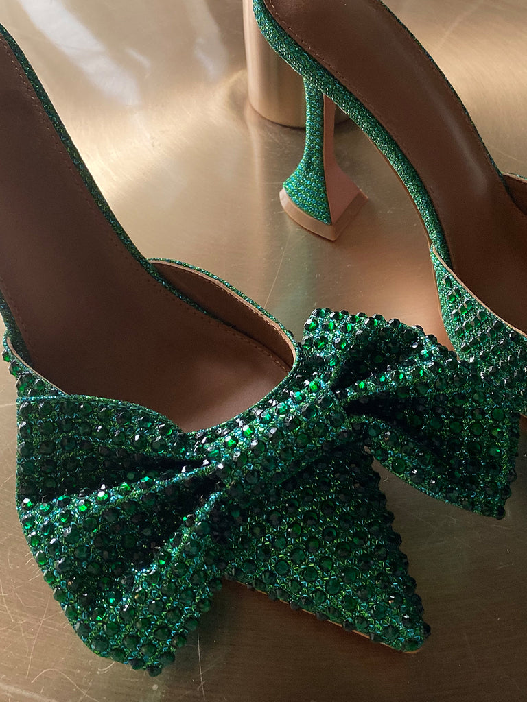 Buy METALLIC GREEN SLIP-ON PUMP HEELS for Women Online in India