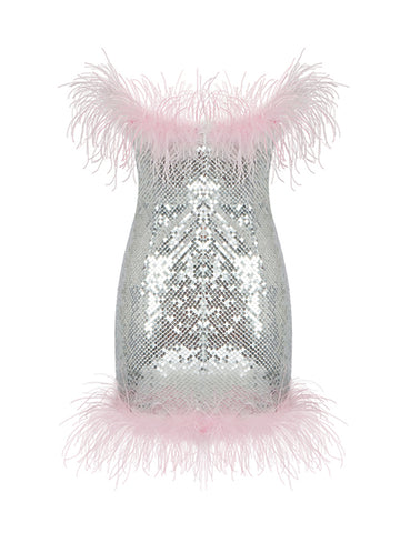 ELVIRA Sequins w Feathers Mini Dress