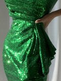 EVE Sequins Midi Dress in Green
