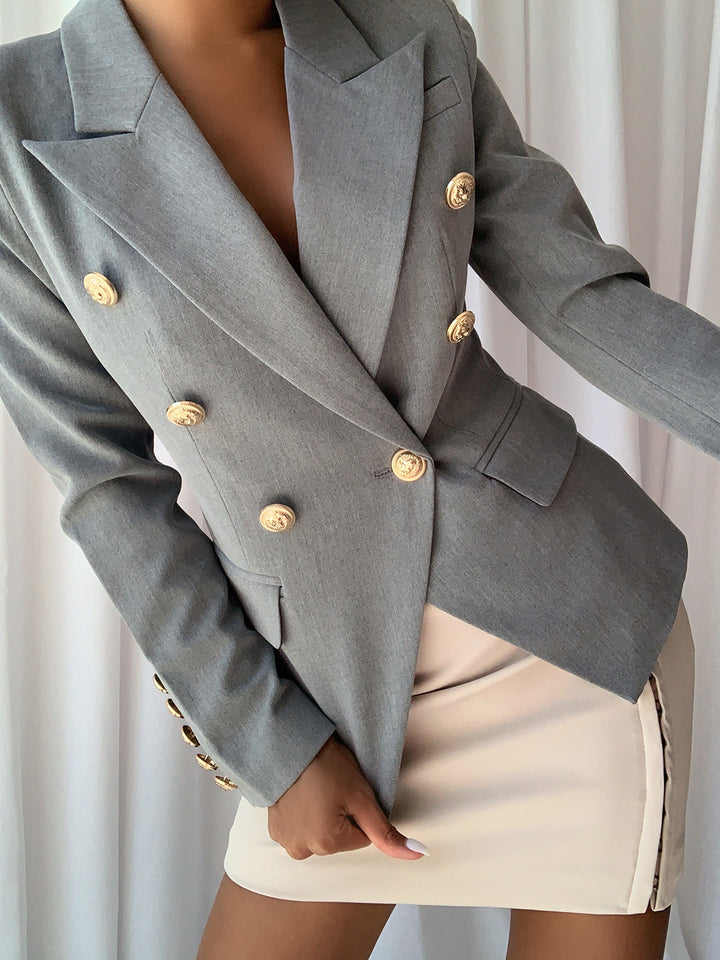 Double Breasted Blazer in Pale Gray