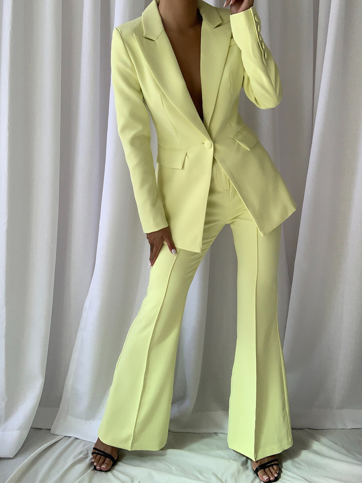 NAOMA Blazer & Flared Pants Set in Lime