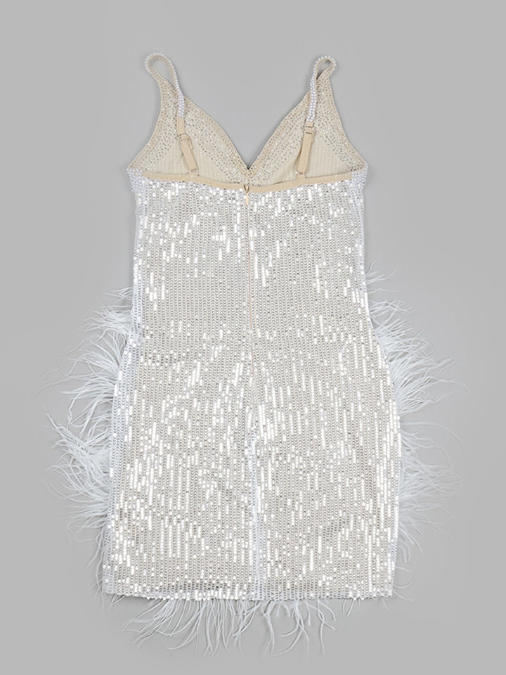 CIGNA Pearls & Feathers Mini Dress