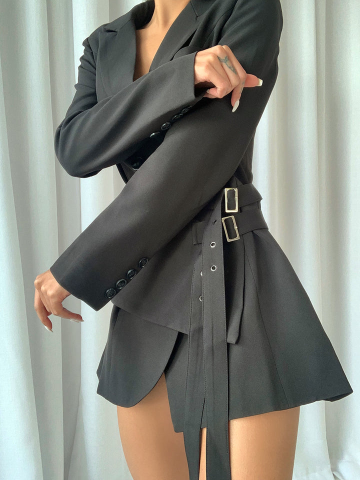 ELEINNE Blazer Mini Dress in Black