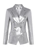 UNTITLED Double-Breasted Leather Blazer in Silver