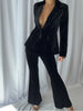 HINIYA Velvet Blazer & Flared Pants Set in Black