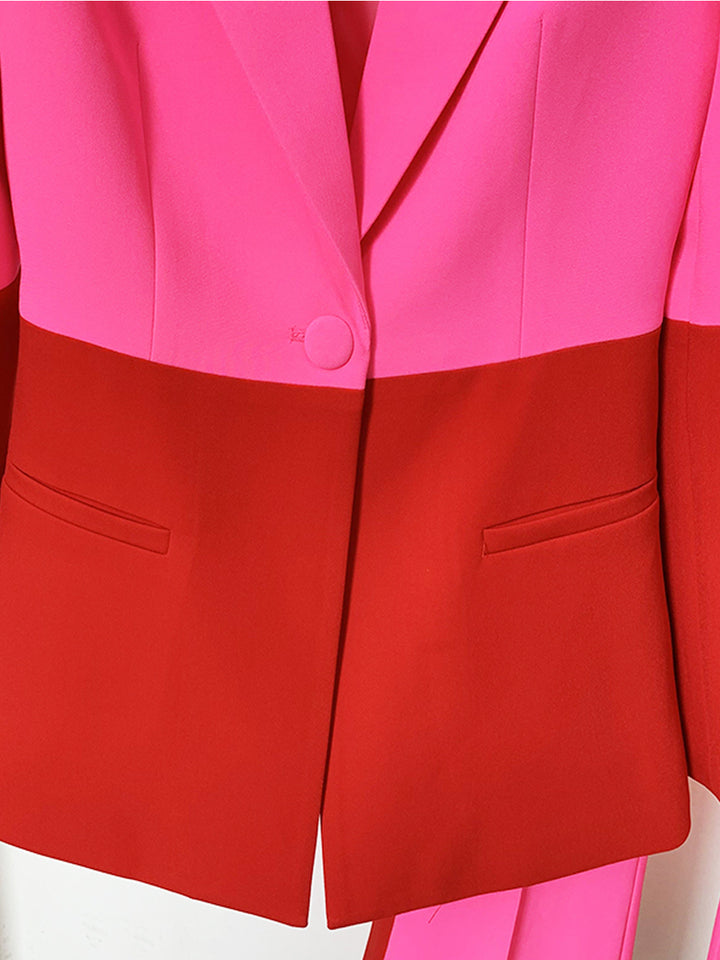 PETELE Blazer & Pants Set In Pink & Red