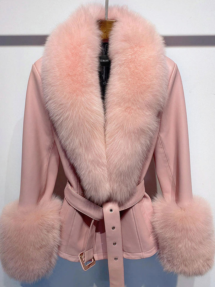 Fur Foxy Leather Short Coat