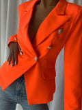 Double Breasted Blazer in Neon Orange