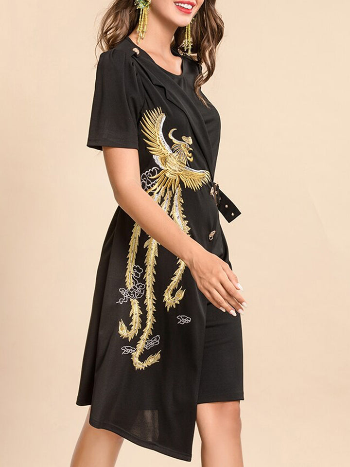 ZONE Embroidery Midi Dress