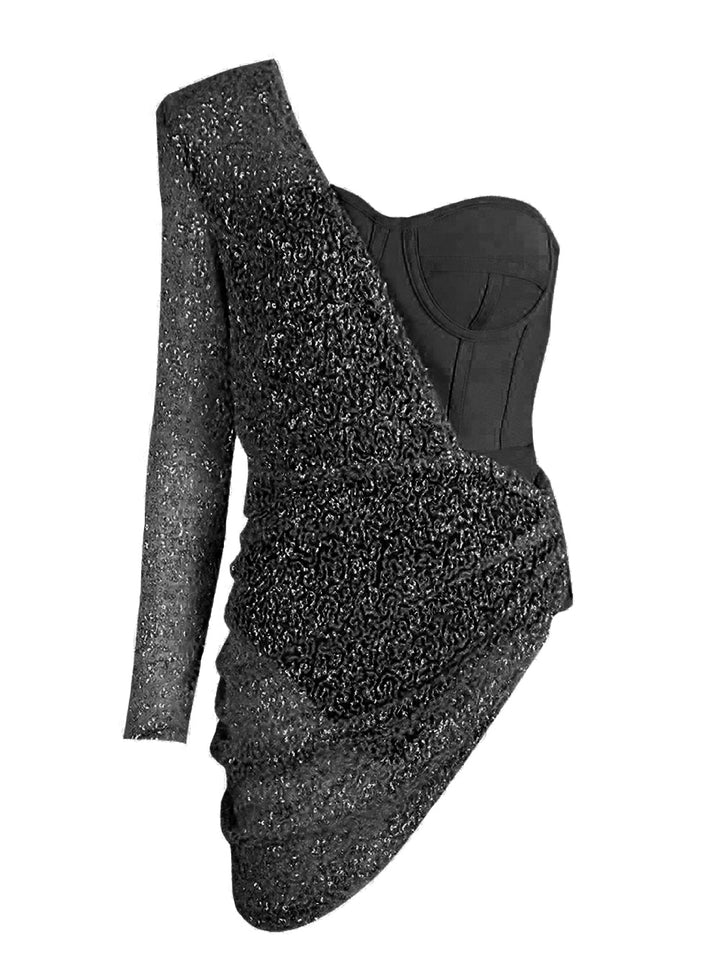 ETAME Sequins Mini Dress in Black