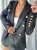 Double-Breasted Leather Blazer