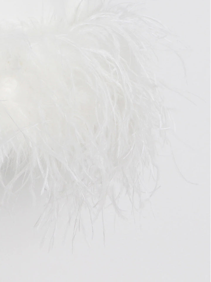 PIUME Mini Dress w Feathers in White