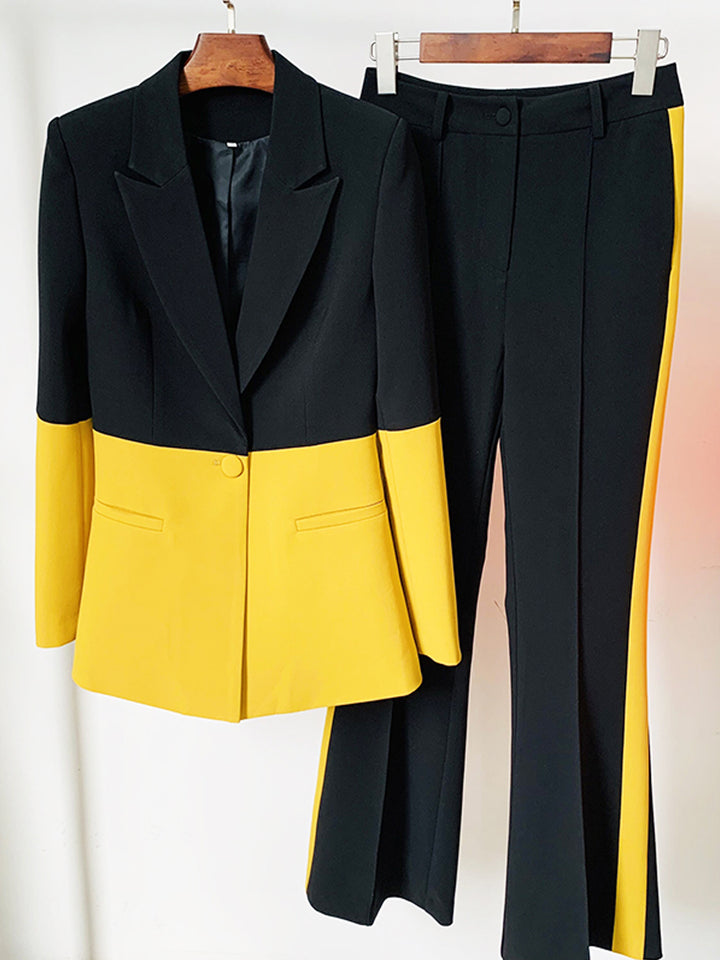 PETELE Blazer & Pants Set in Yellow & Black